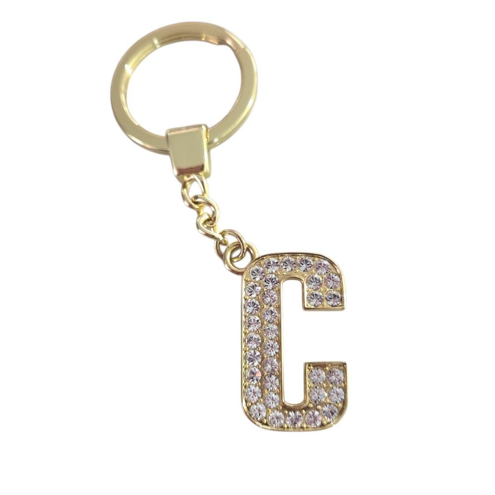 Argento SC Swarovski Crystal Letter "C" Charm Keychain Bag Charm Gold-Tone